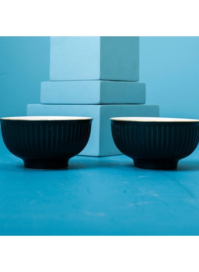 Ripple Charm Porcelain Bowl -Black